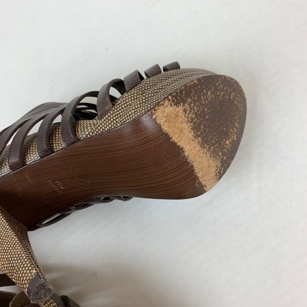 7 For All Mankind Caged Heeled Sandals Size 7.5 - Picture 6 of 8